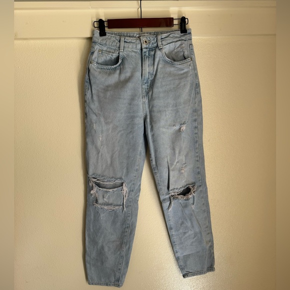 Zara 4 Light Wash Hight Rise Distressed Denim Jeans - Picture 2 of 11